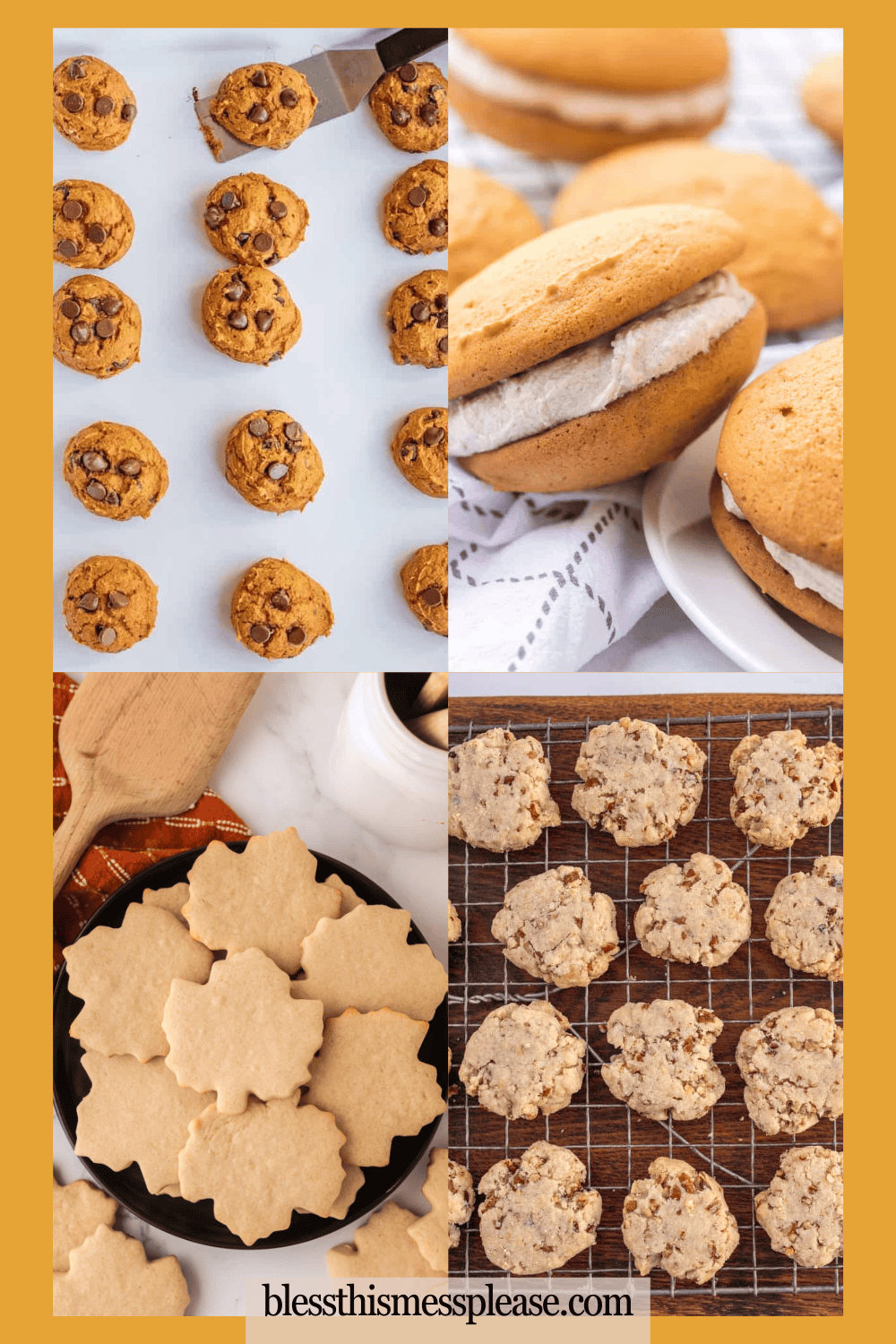 collage of fall cookies.