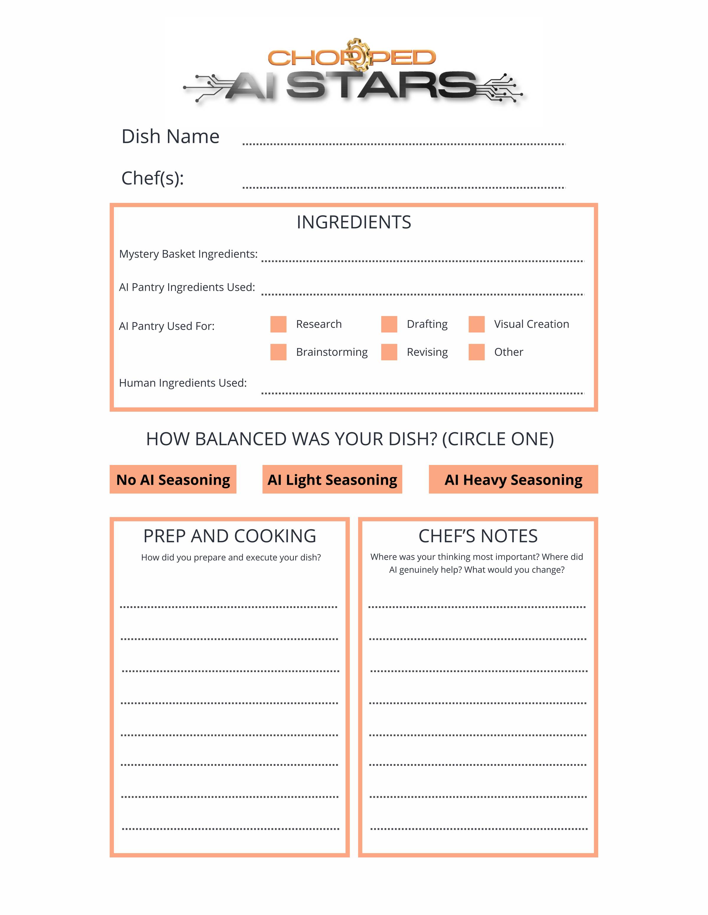 Chopped: AI Stars recipe card preview