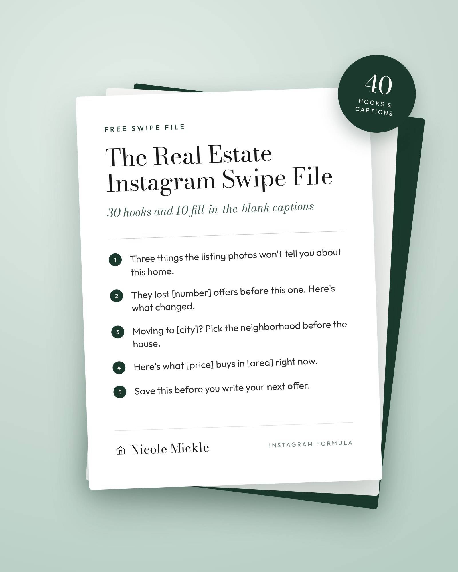 Preview of the Real Estate Instagram Swipe File