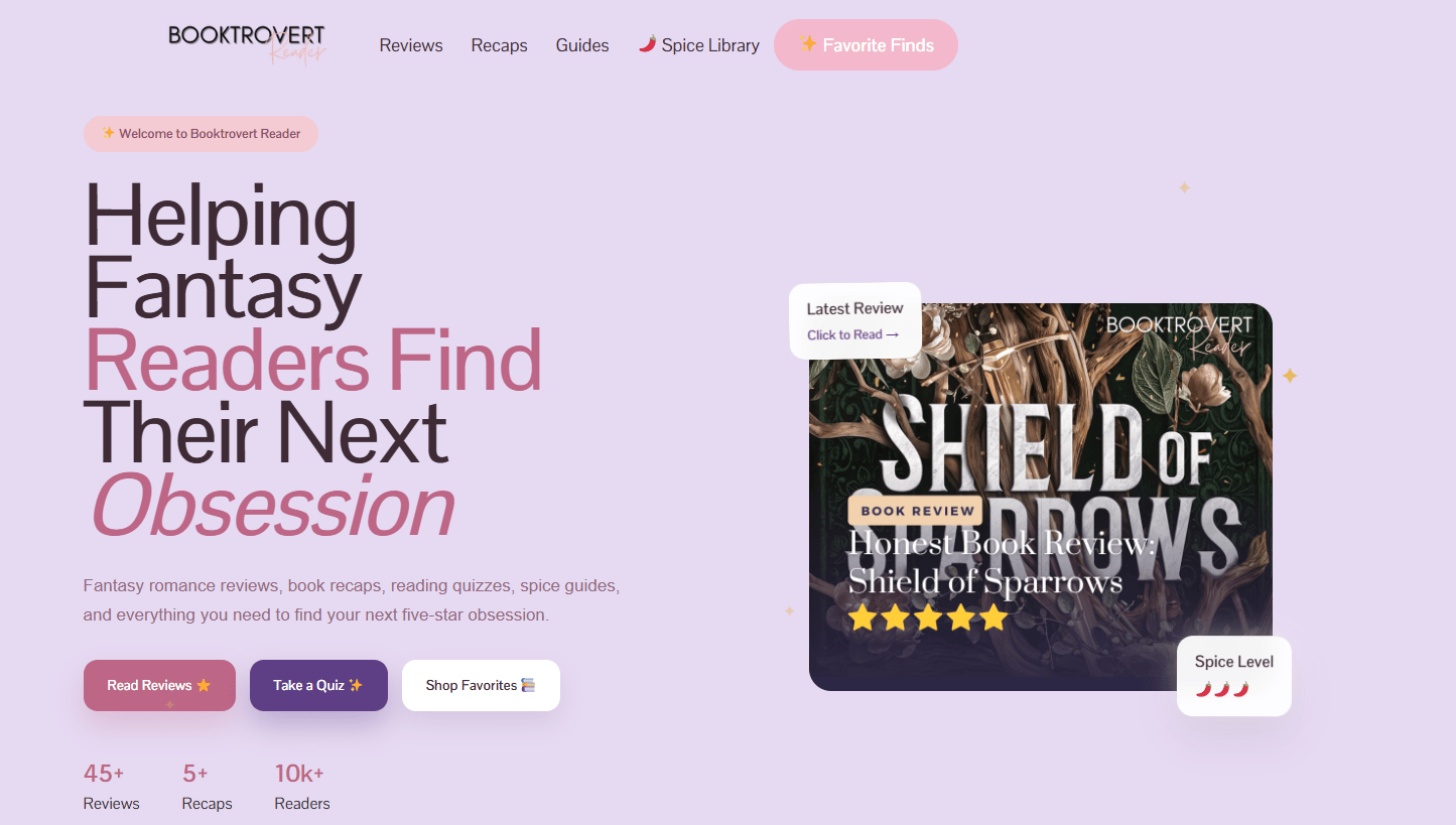 Homepage graphic of Booktrovert reader