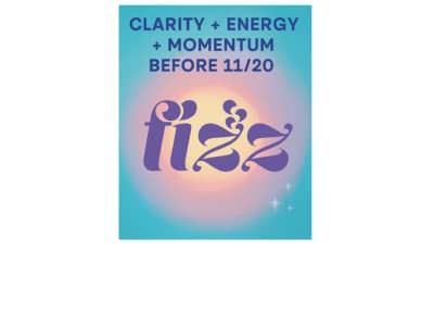 A vibrant promotional graphic in Find Your Fizz brand colors featuring the text “Clarity. Confidence. Connection.” in bold lettering against a soft gradient background.