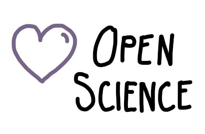 Drawing of a heart and the words "Open Science"