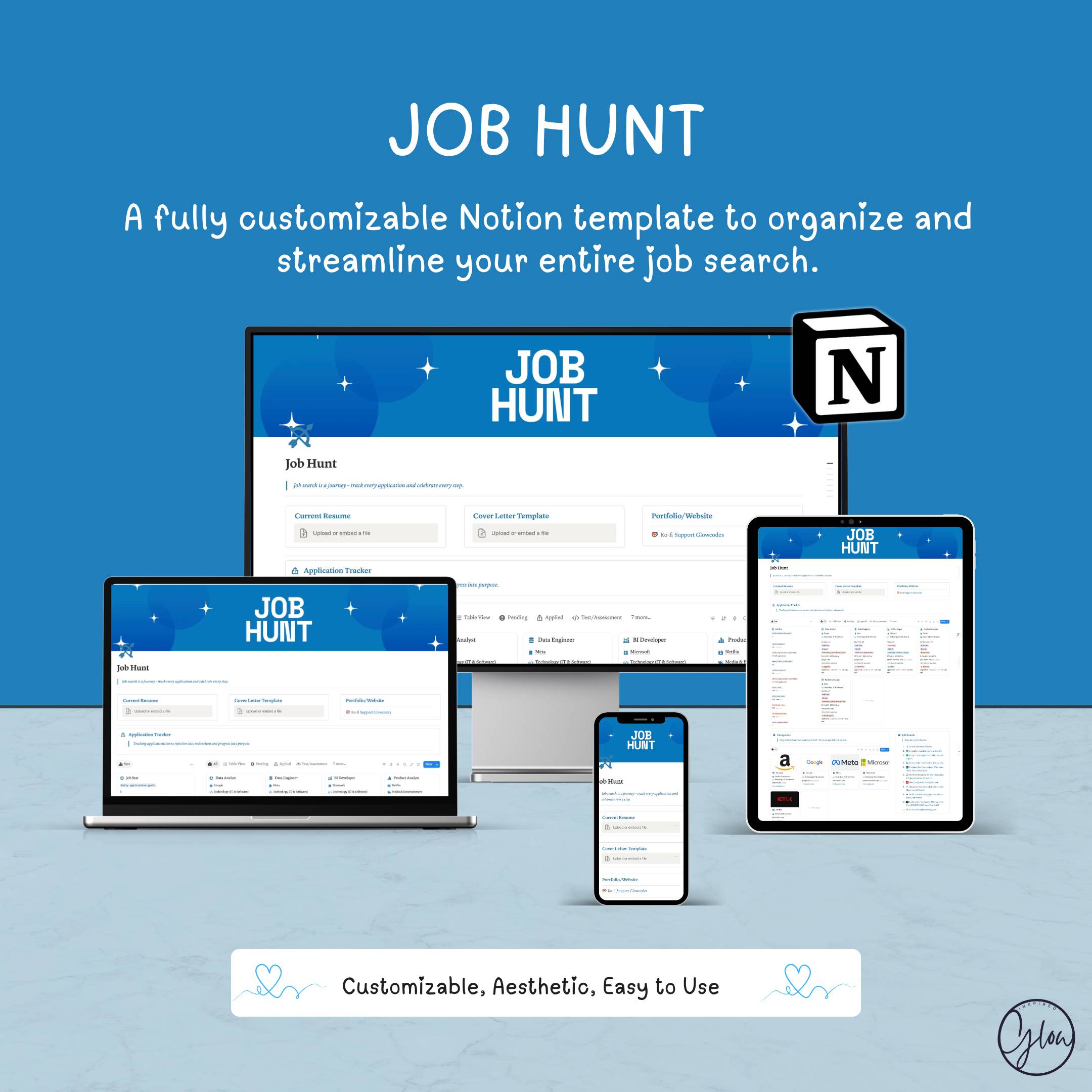 Job Hunt Notion Template - Job Application Tracker