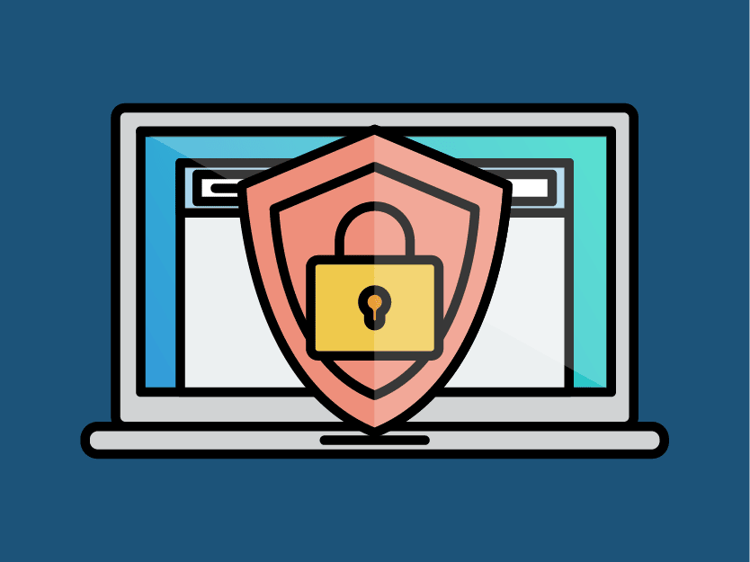 Laptop with shield and closed lock 