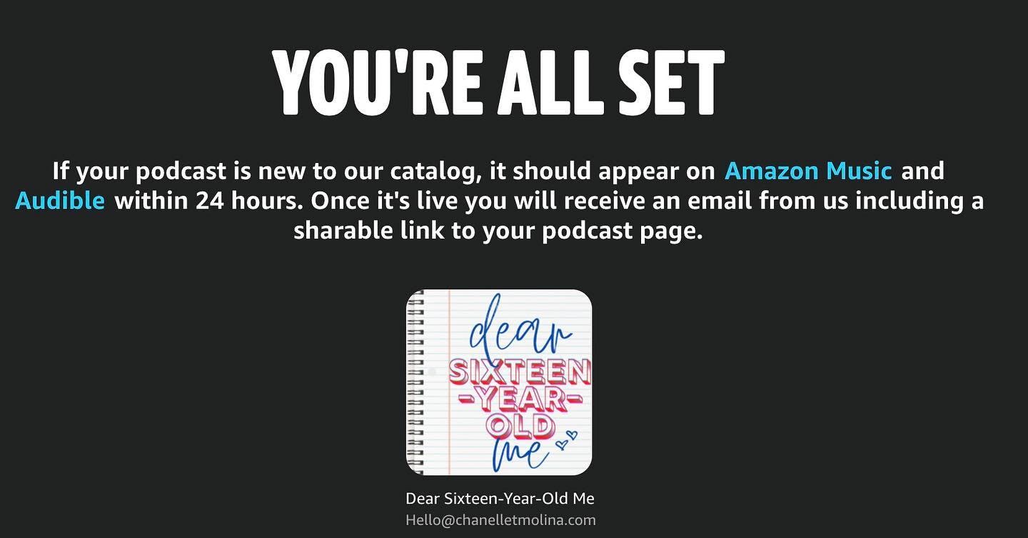 I've received the email. Lol My @audible + @amazonmusic people, got you covered. It's up on @iheartradio, too ♥️ #dsyom #podcast #journaling