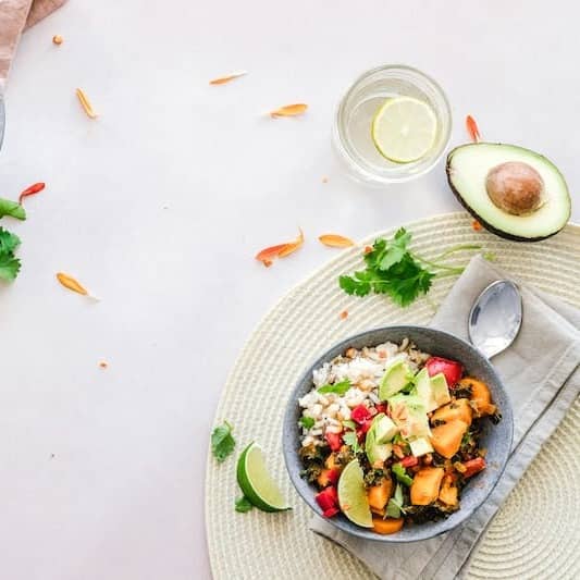 white ceramic bowl with food