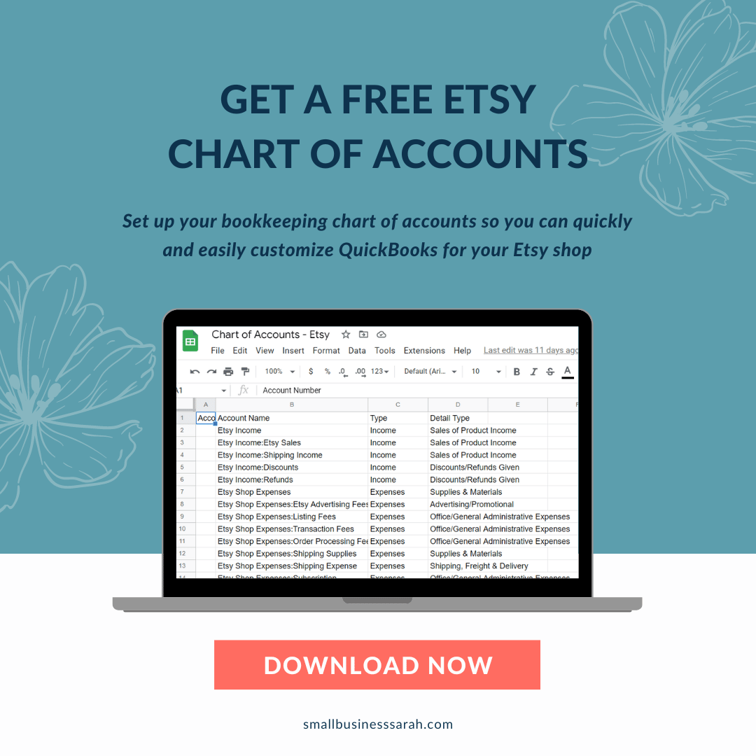 FREE Custom Chart of Accounts for Etsy Sellers