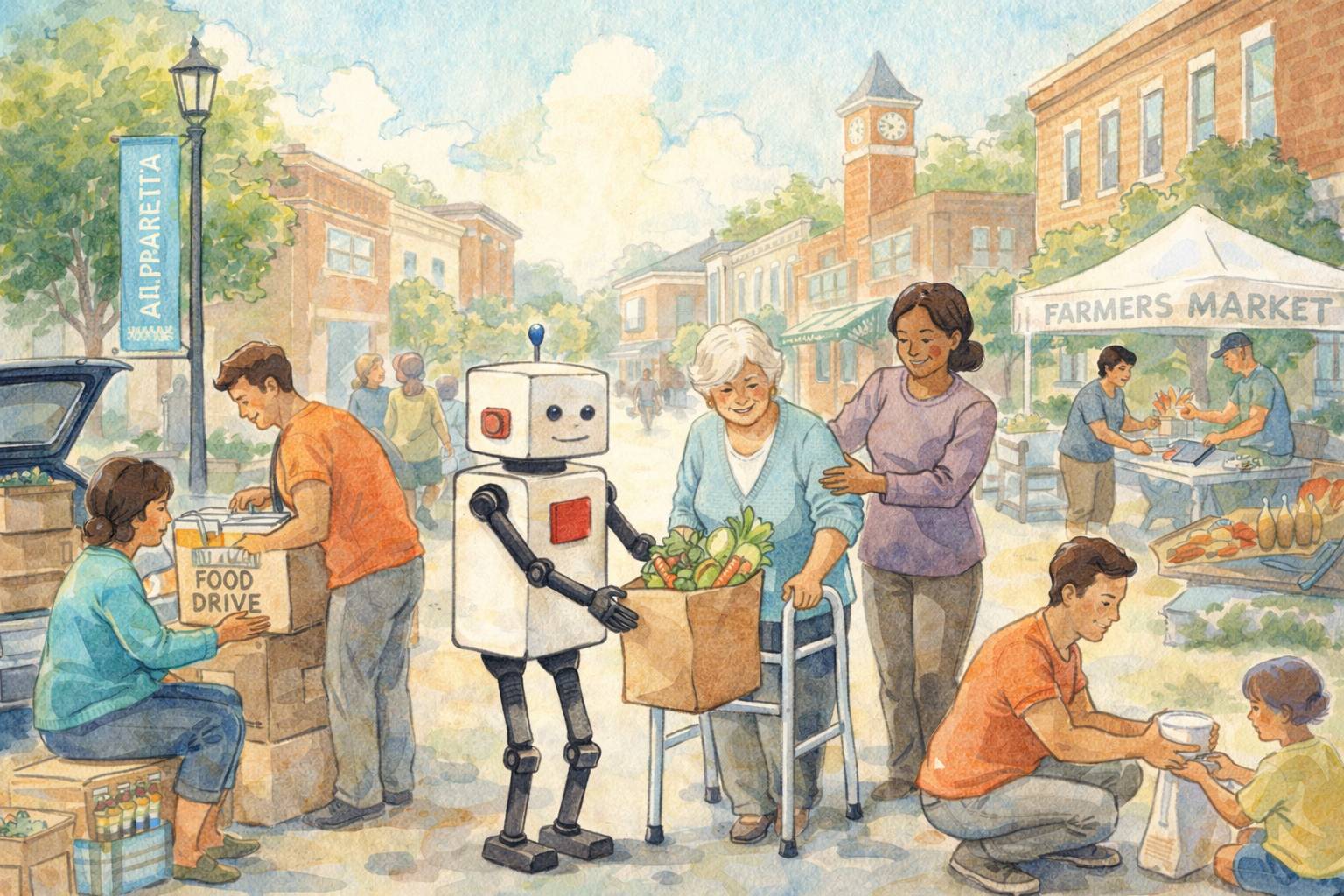 Alphie helping out with neighbors in the community.