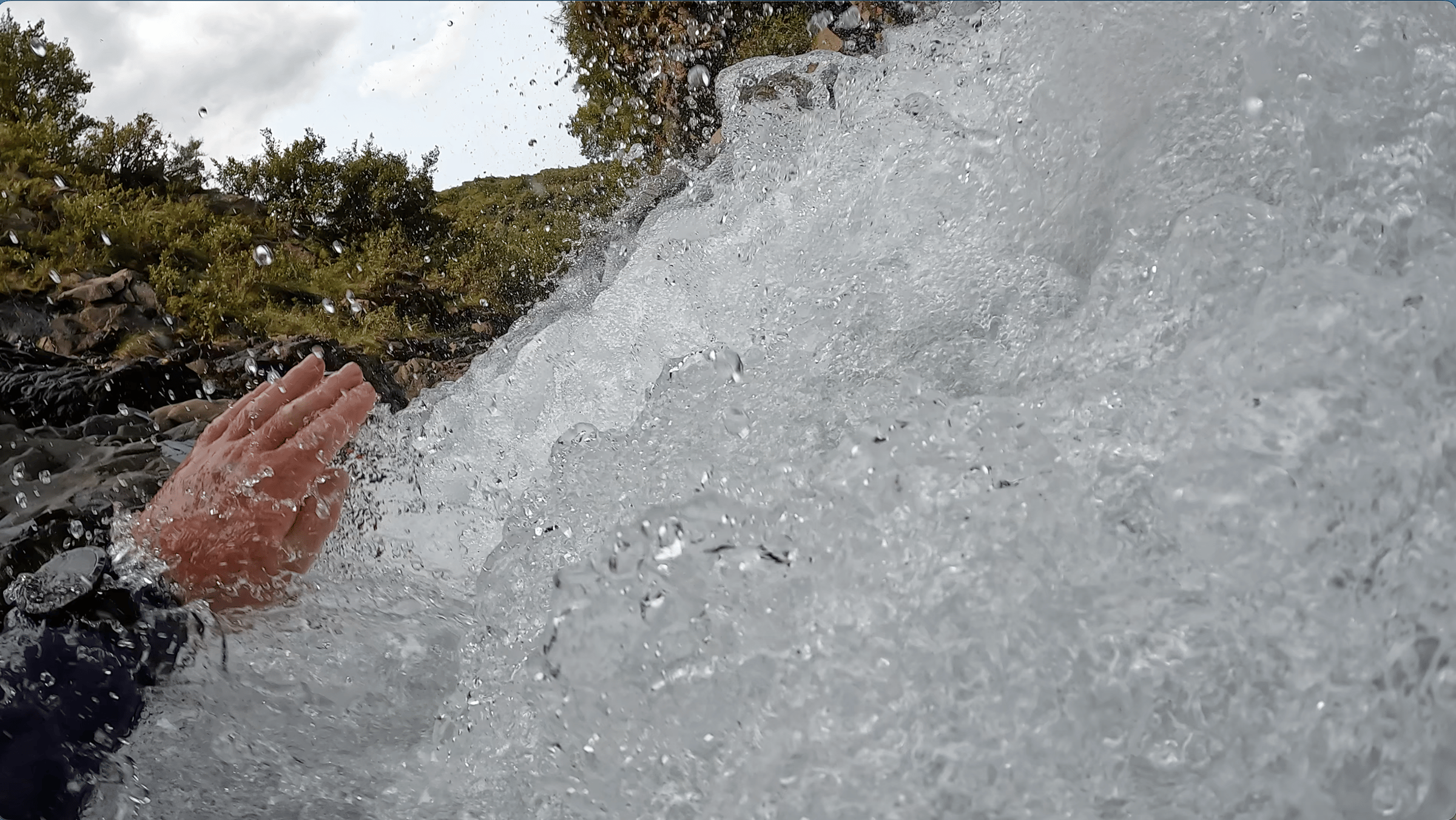The chaos of swimming in a canyon swift water
