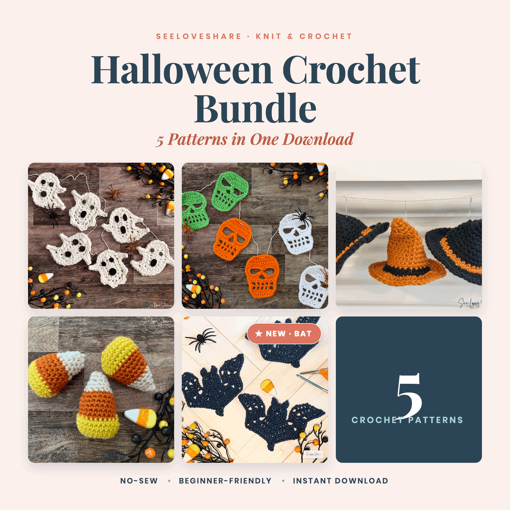 What's inside the Halloween crochet pattern bundle