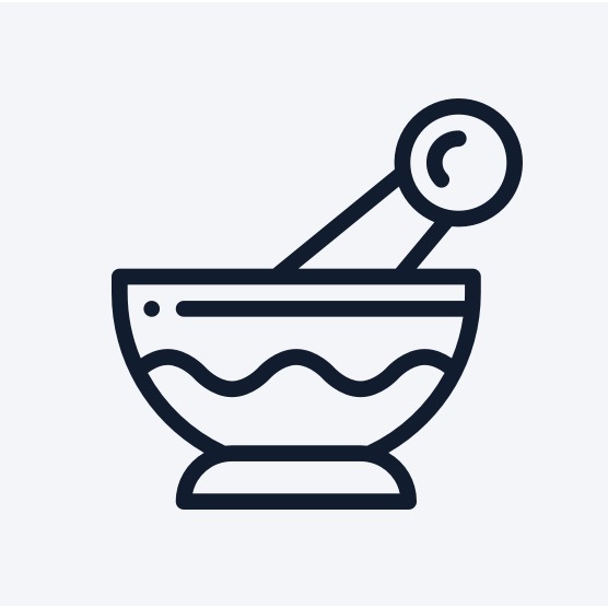mortar and pestle icon on grey background
