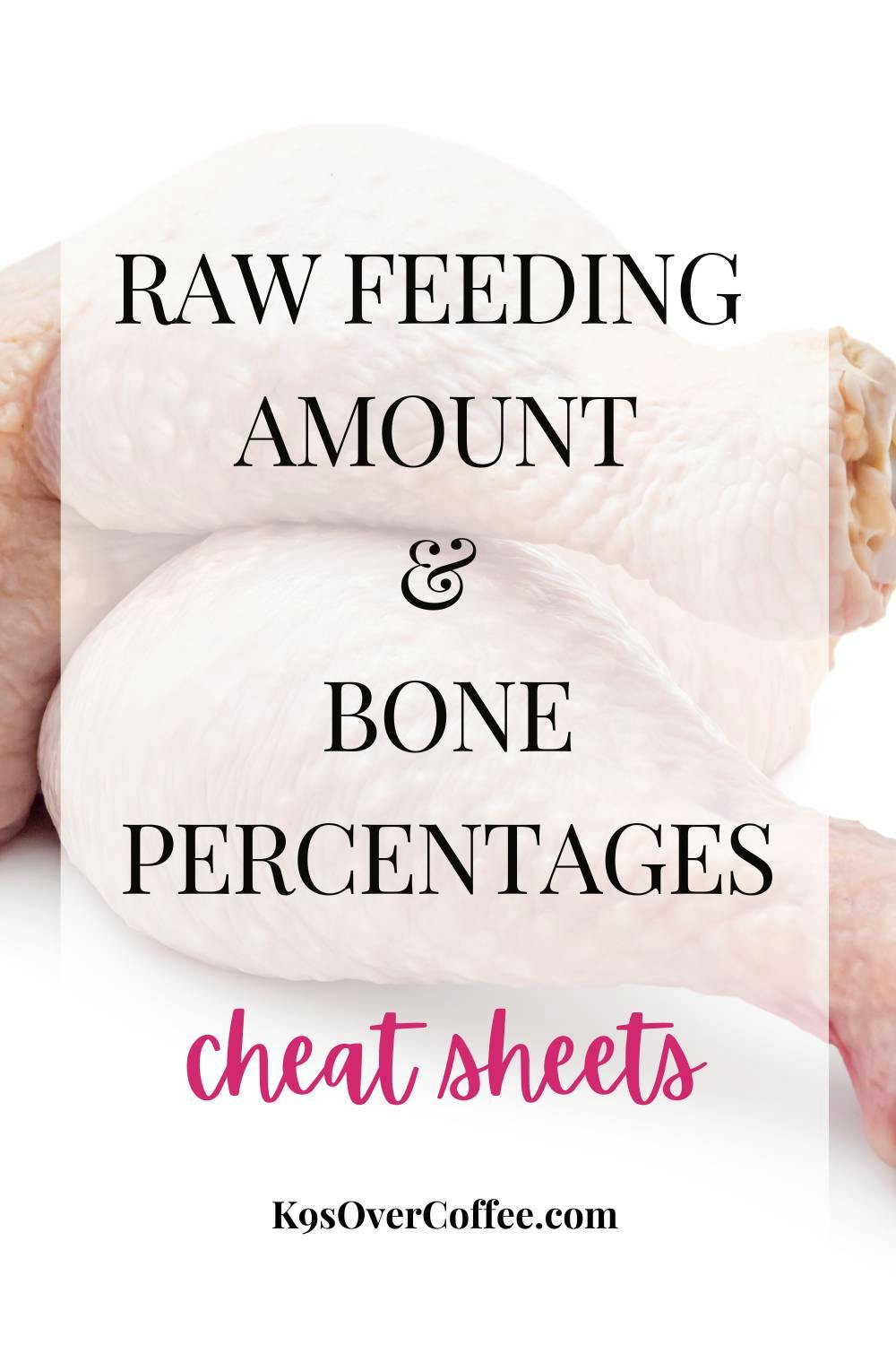 raw feeding amount and bone percentages cheat sheets