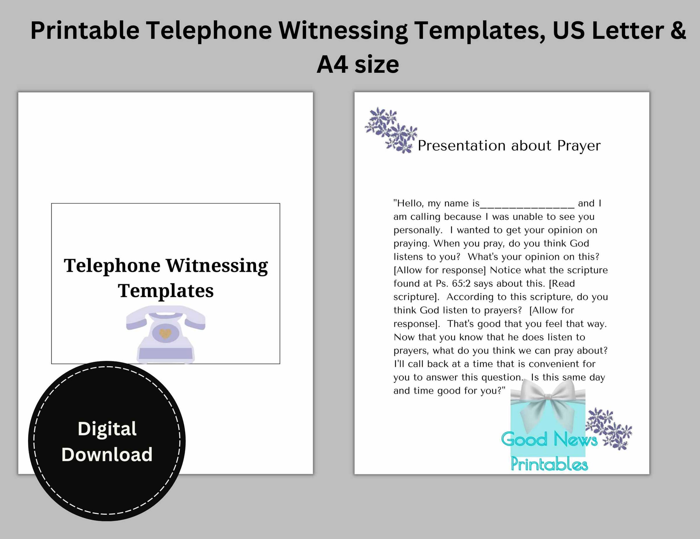 Printable Telephone Witnessing Templates, US Letter & A4 size