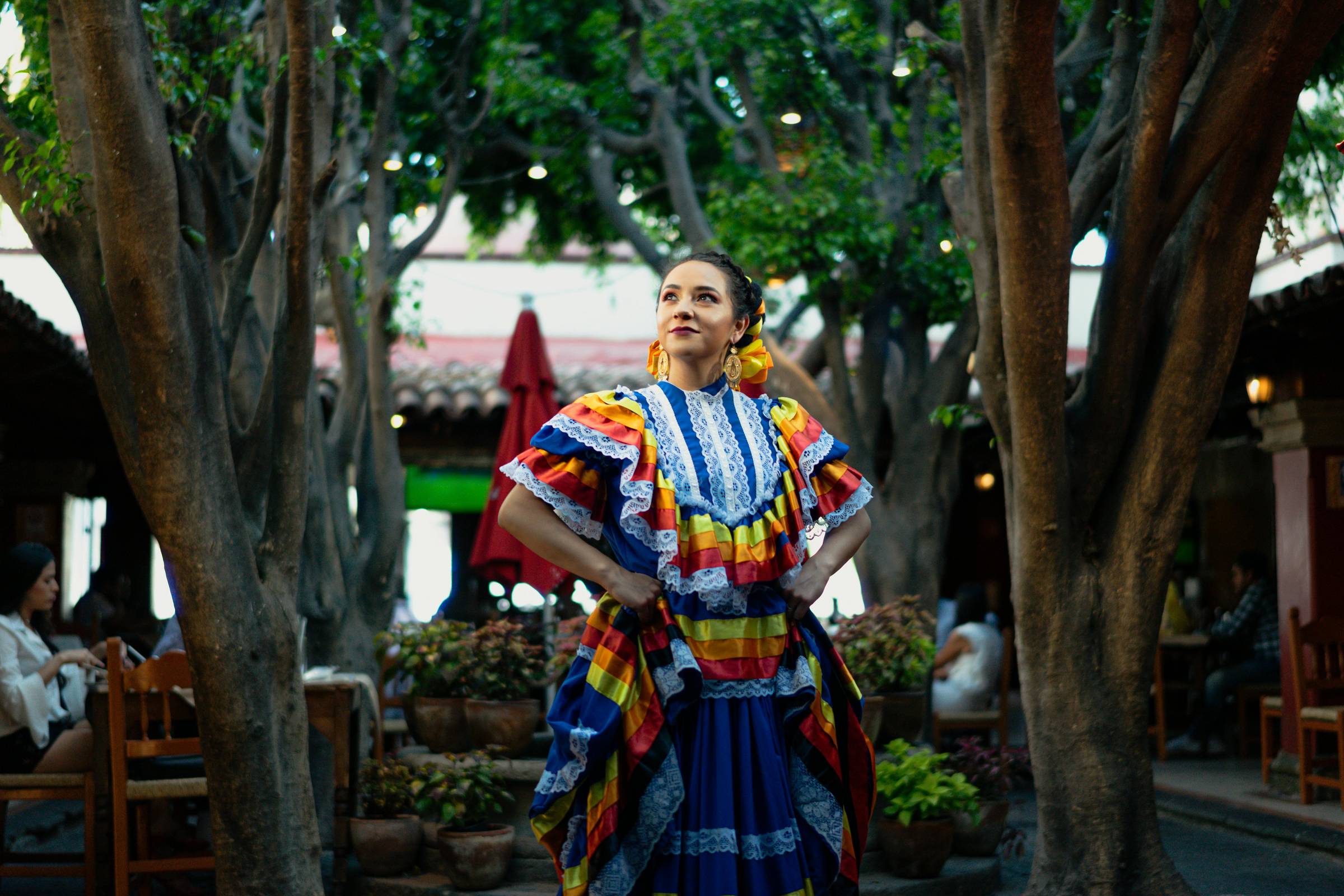 mexican american woman in traditional dress