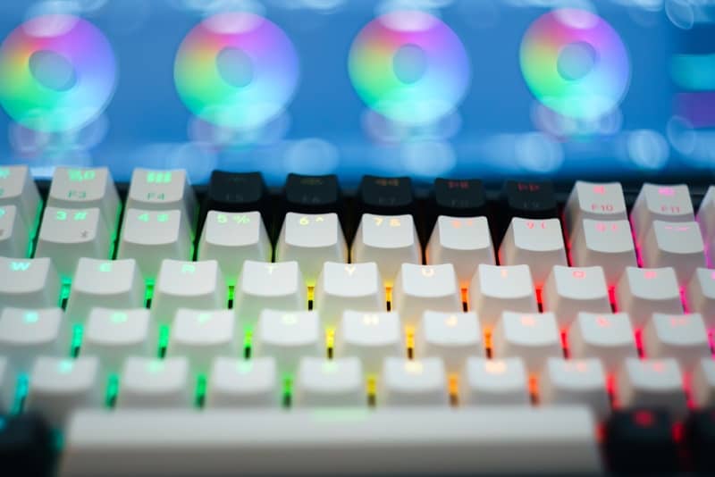 A close up of a keyboard with a blurry background