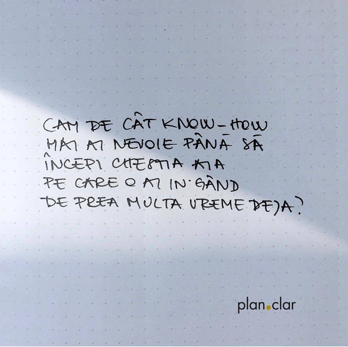 Întrebare despre amânare și know-how scrisă de mână pe jurnal - plan clar Erika