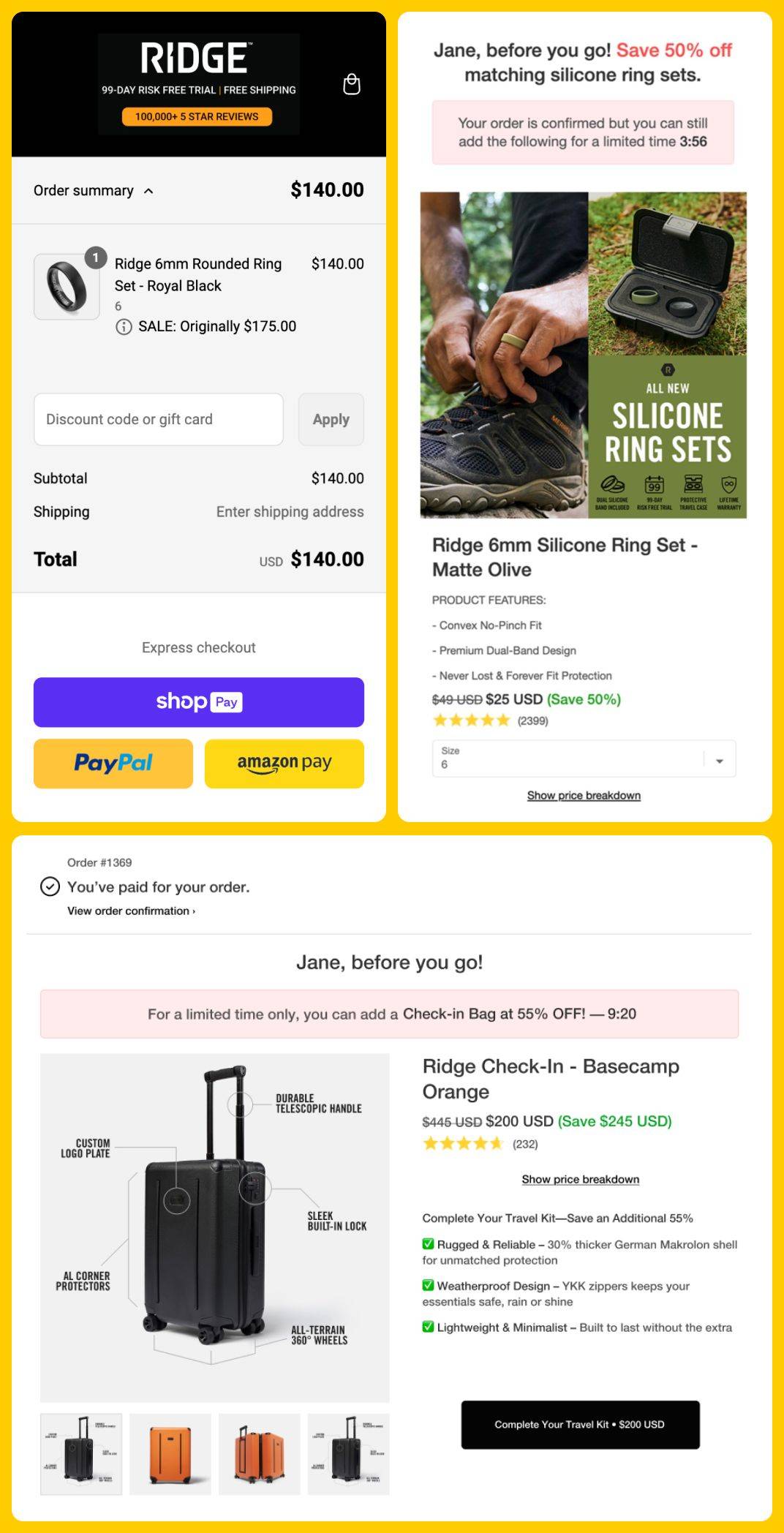 Ridge Rings and Luggage Upsell