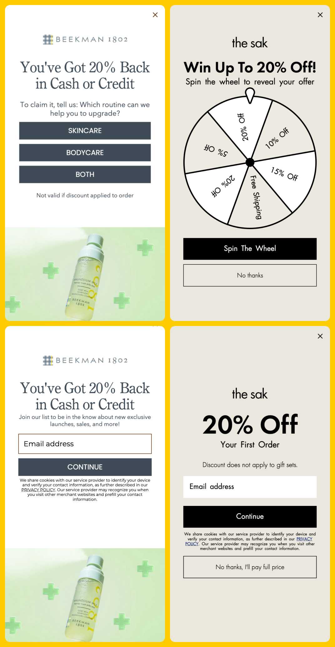 Beekman 1803 and the sak Popups Email and SMS via Postscript