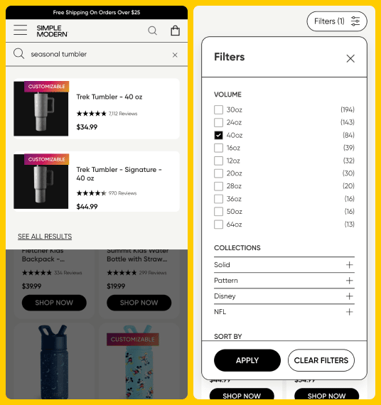 Simple Modern: Onsite Search & Filters