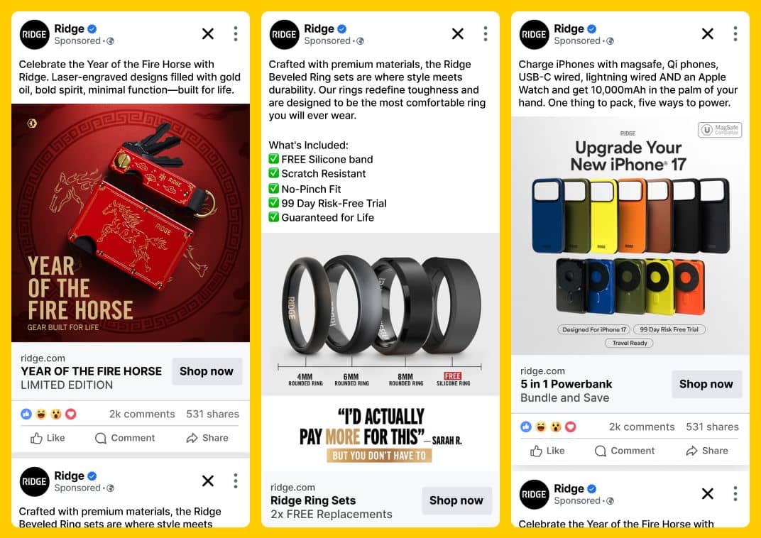 Ridge New Product Meta Ads