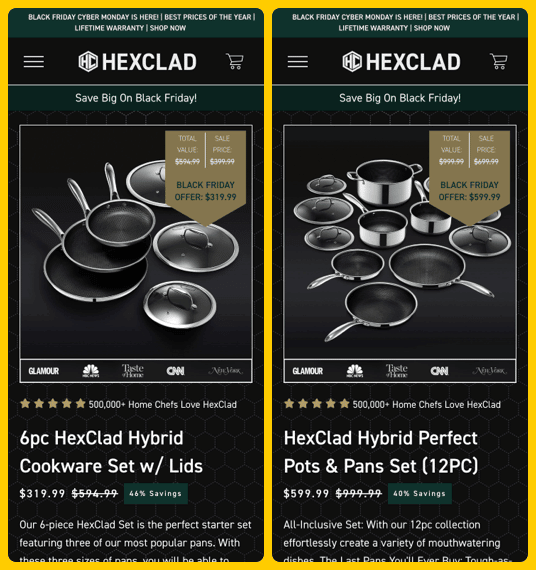 HexClad Black Friday 6pc & 12pc