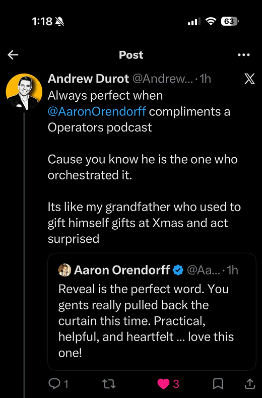 Andrew Durot Tweet