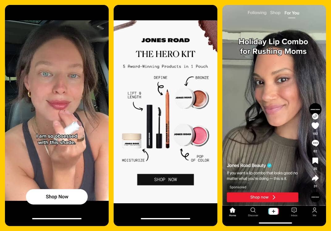 Jones Road Applovin Ads + TikTok