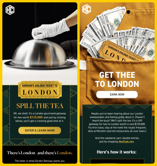 HexClad Gordon’s Golden Ticket to London Emails