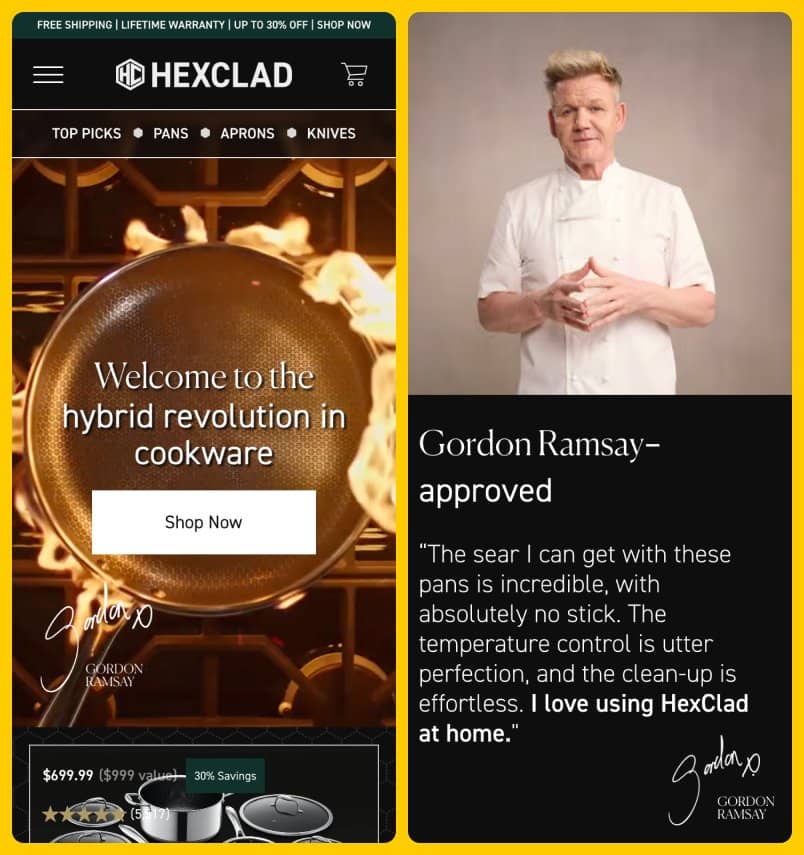 HexClad Homepage with Gordon Ramsay