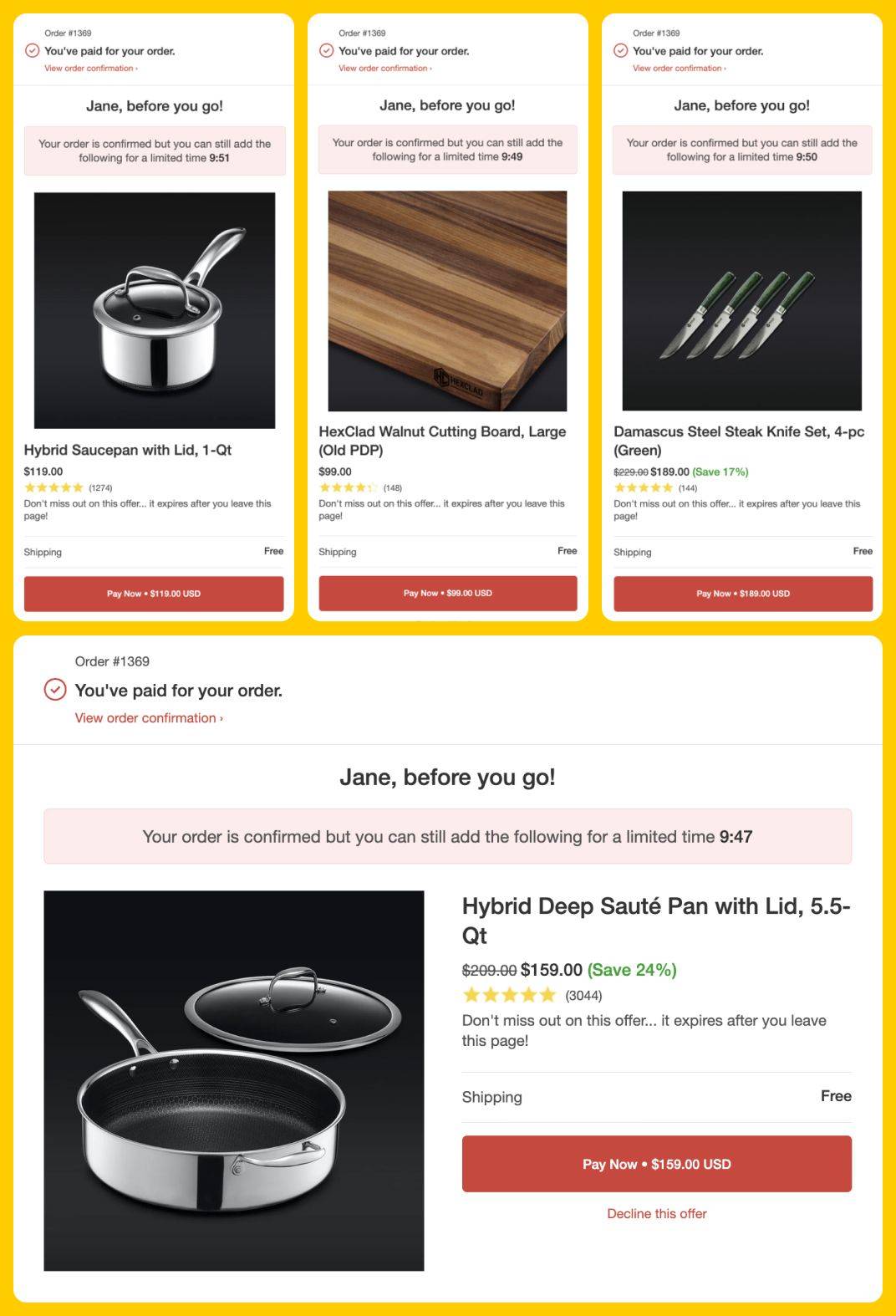 HexClad Post-Purchase Upsells