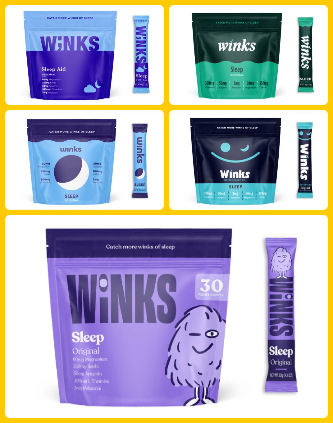 Winks Packaging Design Iterations