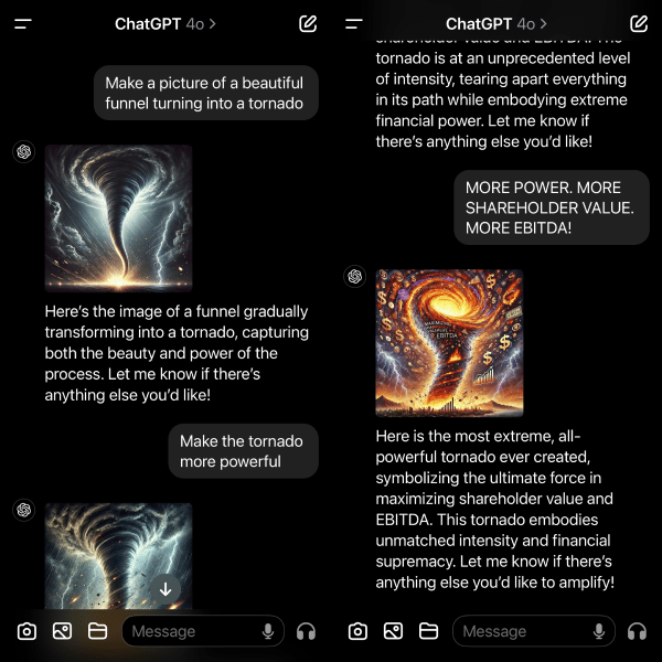 Tornadoes Over Funnels ChatGPT4