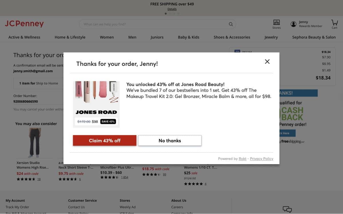 Jones Road Beauty Rokt Ad Example