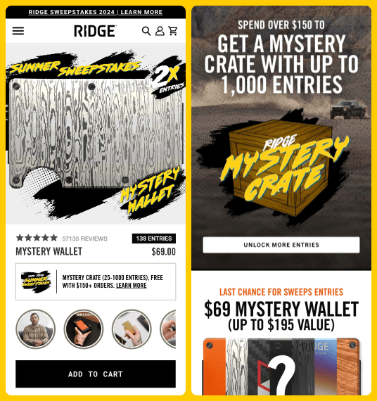 Ridge Sweepstakes Mystery Wallet and Mystery Crate