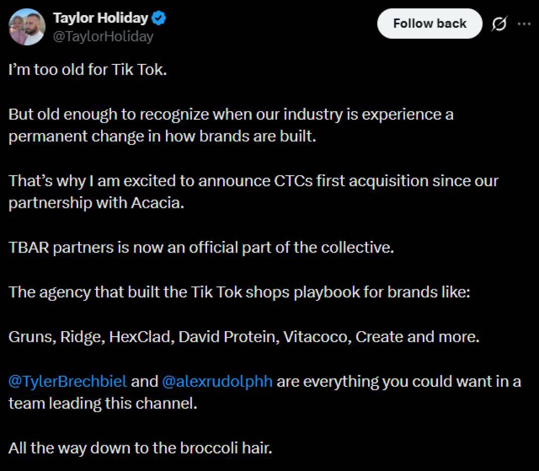 Taylor Holiday TBAR Tweet