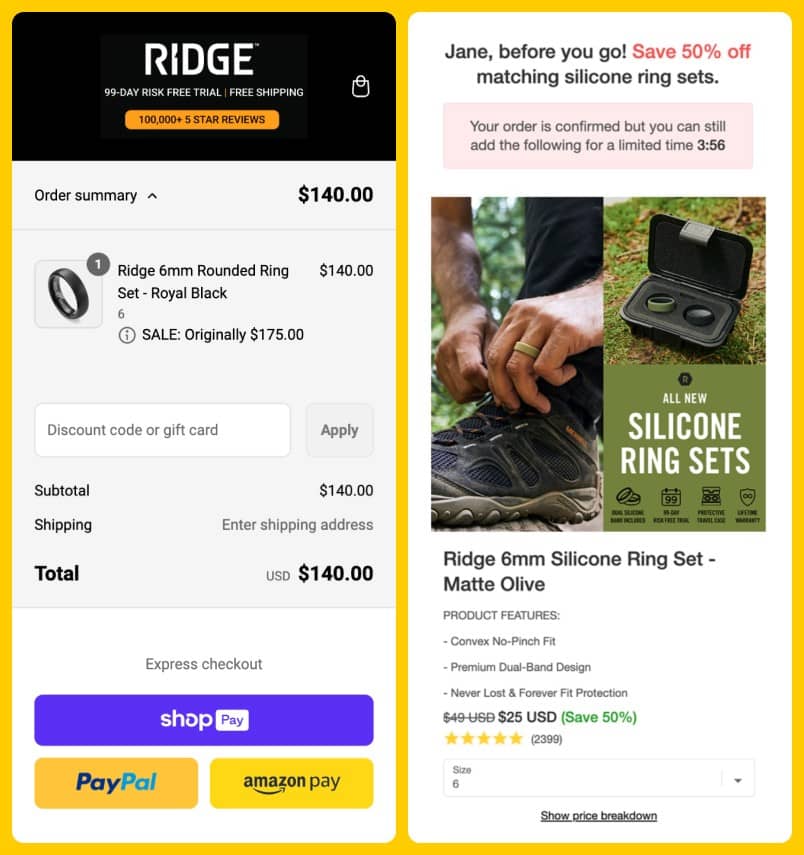 Ridge Rings Upsell