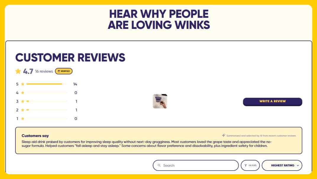 New Winks Review Section