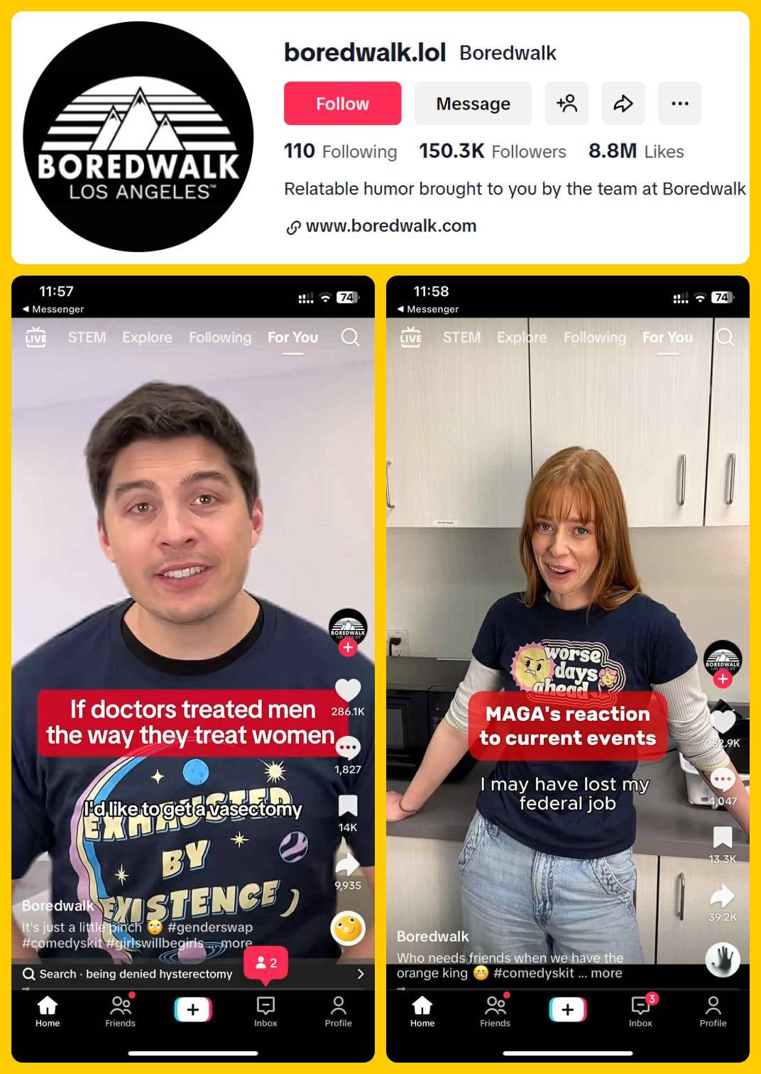 Boredwalk TikTok Posts