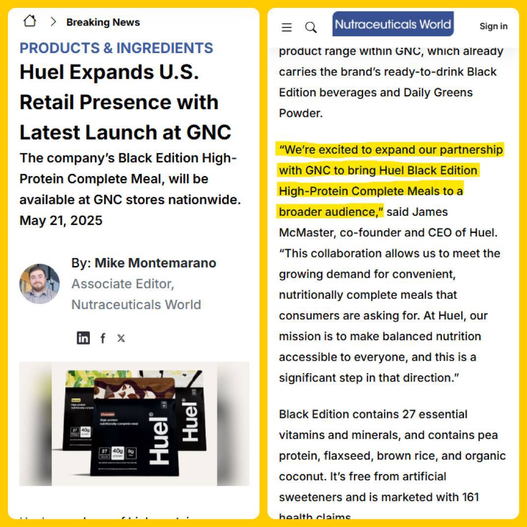 Huel Expands to GNC Retail
