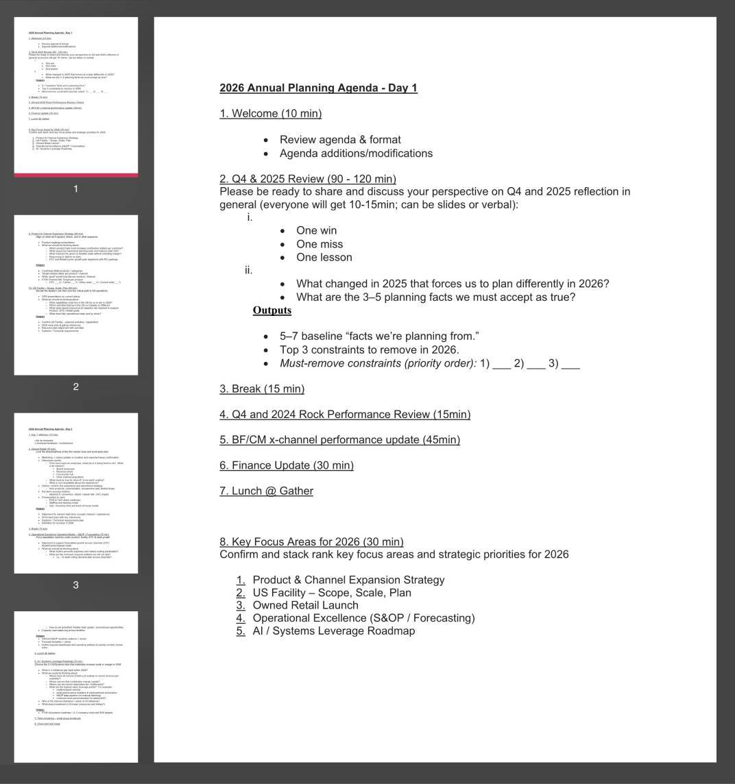 Matt Bertulli’s Annual Planning Agenda