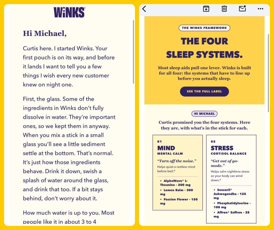 Winks Onboarding Emails