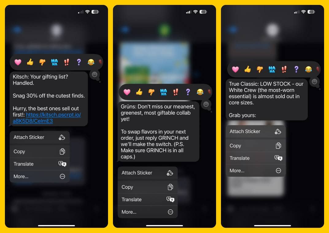 Postscript Examples from Kitsch, Gruns & True Classic