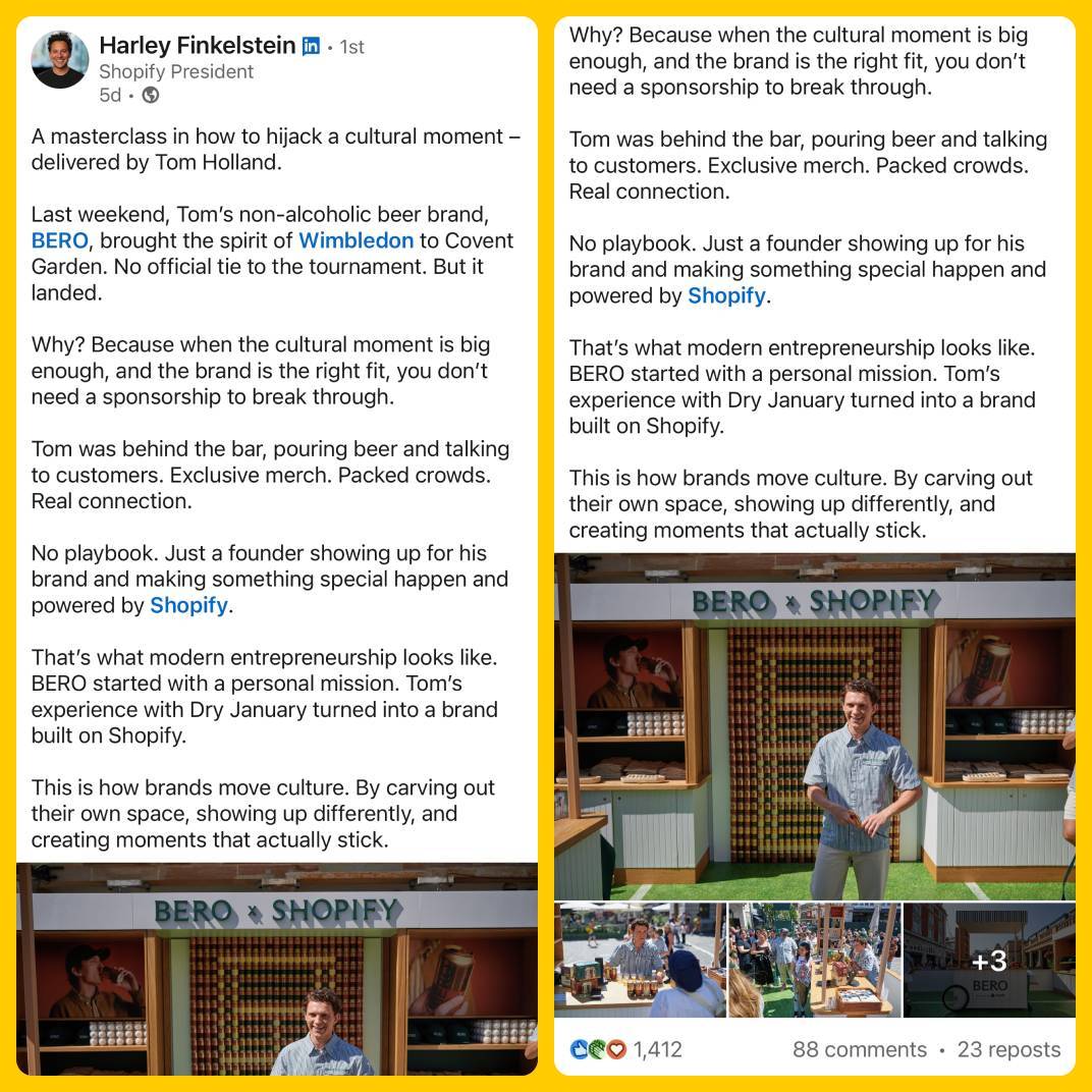 Harley Finkelstein on Tom Holland’s BERO at Wimbeldon