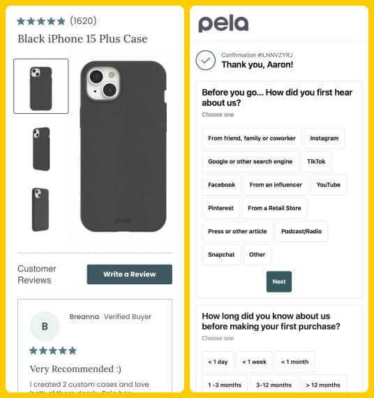 Pela Case - Reviews & Post-Purchase Survey