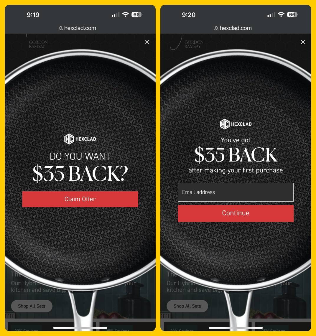 HexClad Pop-Up Email and SMS via Postscript