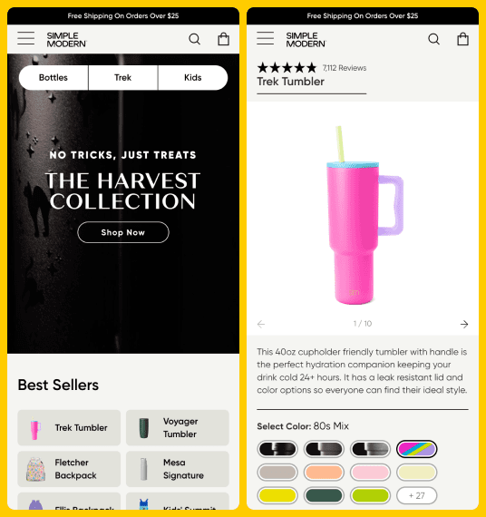 Simple Modern: Homepage & Trek Tumbler