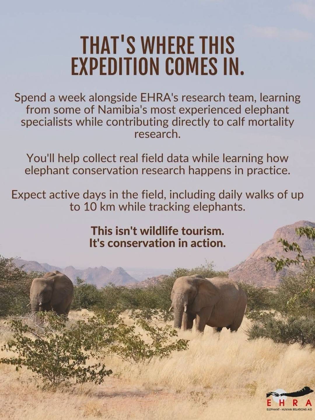 Social media posts from EHRA promoting the expedition
