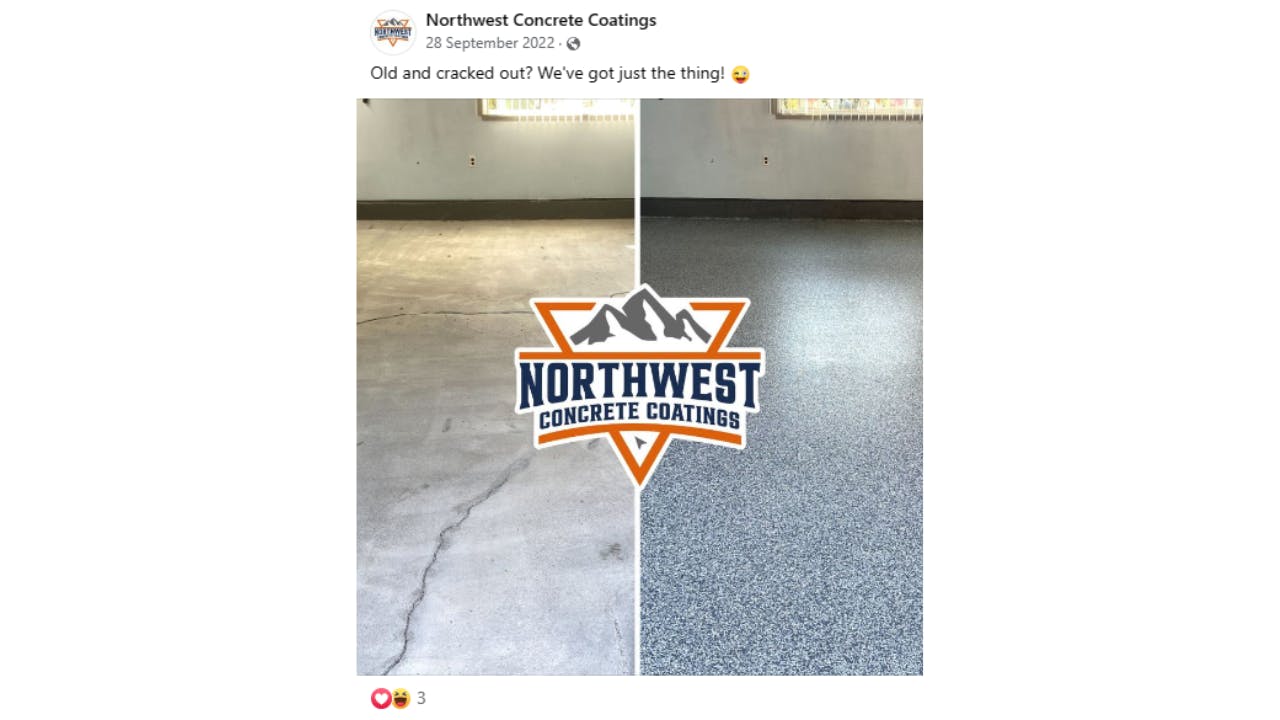 Screenshot of Northwest Concrete Coating ad on Facebook.