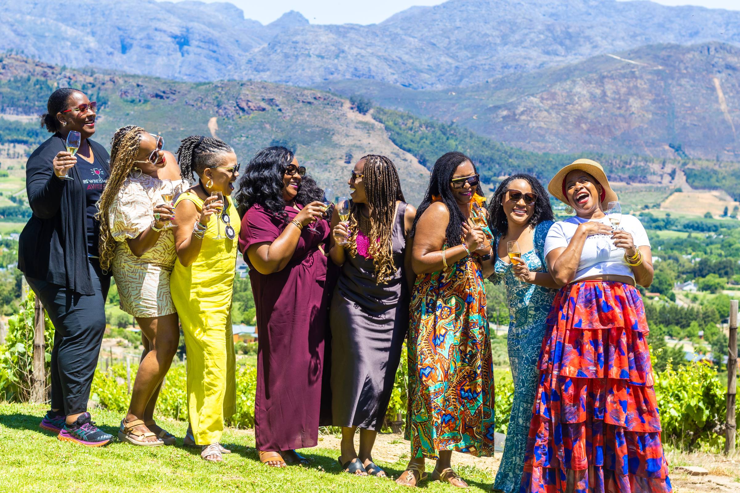 A group of Black women in the Cape Winelands in Franschhoek 