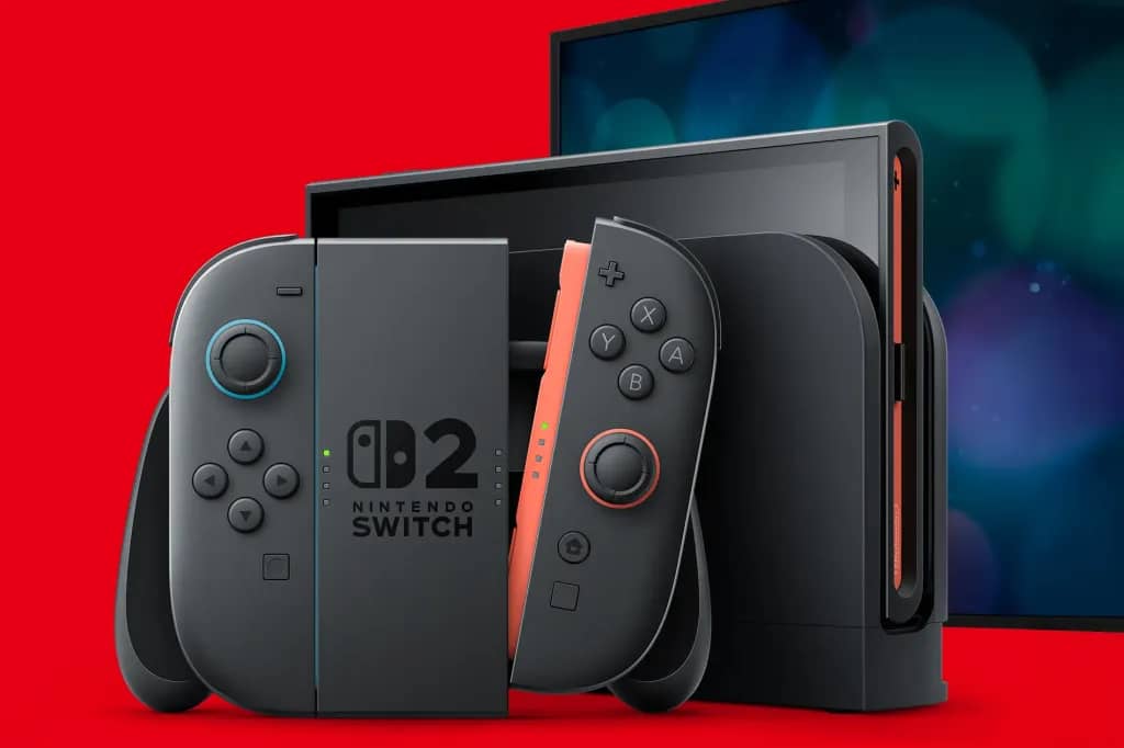 The new nintendo switch 2 and it's dock and joycons